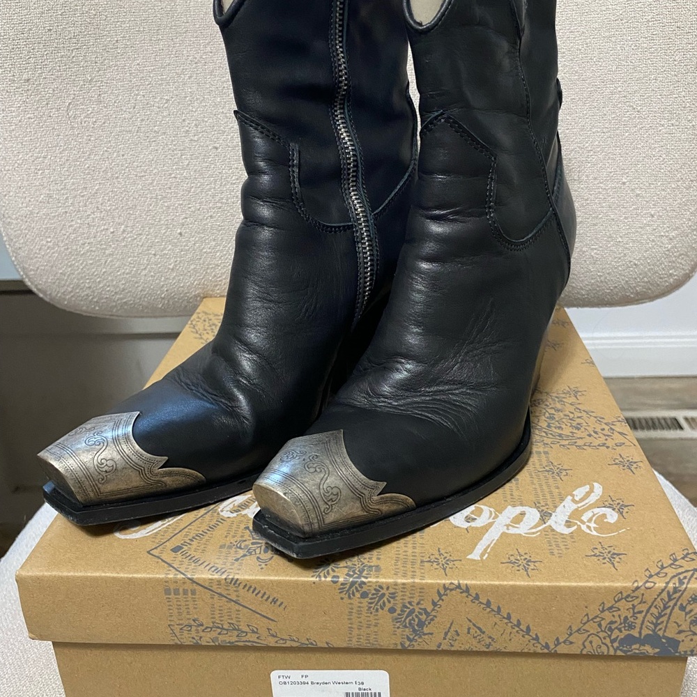 Free People Black Western Boots